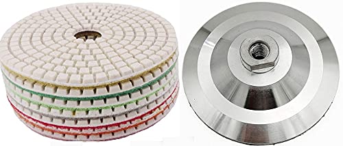 5 Inch Diamond Polishing Pad 5 Step 25+1 Pieces for Concrete Travertine Lapidary Granite Glass Marble Quartzite Polish Renew 5 Inch Aluminum Hoop and Loop Backing Pad