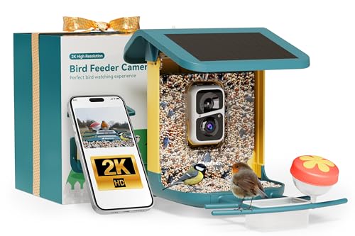 Bird Feeder with Camera, Support 2.4GHz/5GHz, 2K Live Steam for Outdoor, 1.8L Large Capacity, AI Identify Auto Capture Videos, Camera Bird Feeders for Outside, Ideal Gift for BirdLovers (Dark Blue)
