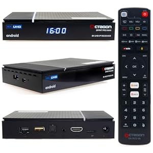 [Test SEHR GUT *] Octagon Spirit PRO MAX 8K Android TV Box, Dual Band WiFi WLAN, Bluetooth Fernbedienung, Sprachsteuerung, HDR10+, HLG, 4GB RAM & 64GB Flash, TV IP Receiver, Bluetooth 5.1, 4K UHD