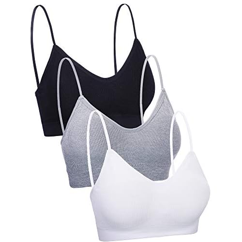 Boao 3 Stück V Ausschnitt Tube Top BH Nahtlos Gepolstert Camisole Bandeau Sport-BH Schlaf-BH mit elastischen Trägern - mehrfarbig - S/M