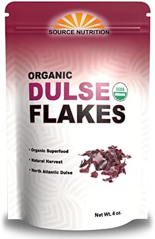 Organic Dulse Flakes - Sun Dried, Wild Crafted, North Atlantic Dulse - Palmaria Palmata (4 oz)