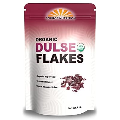 Organic Dulse Flakes - Sun Dried, Wild Crafted, North Atlantic Dulse - Palmaria Palmata (4 oz)