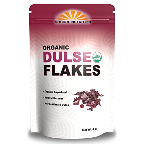 Organic Dulse Flakes - Sun Dried, Wild Crafted, North Atlantic Dulse - Palmaria Palmata (4 oz)