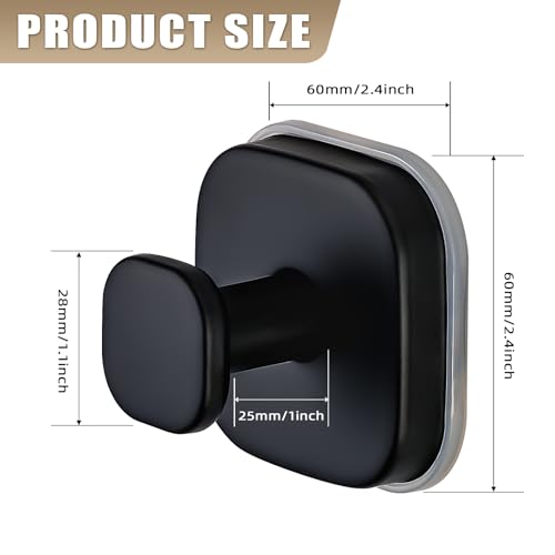 Image of Suction Cup Hooks for Shower - Resuable Bathroom Hooks for Towels, Robes & Loofah - No-Drill Mounting on Kitchen,Walls,Metal,Glass,Mirrors,Tile & Smooth Non-Porous Surfaces (4, Matte Black)