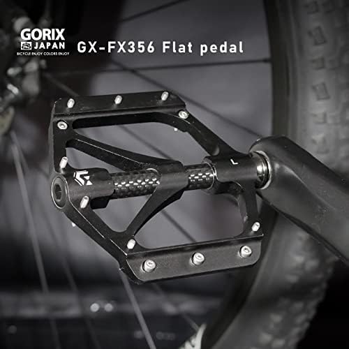 GORIX Fahrrad-Flachpedale, breites CNC-3-B-Lager, Karbonfaser-Mittelrohr, leicht, mit rutschfestem Stift, Spike, Rennrad, Mountainbike, Fahrrad (GX-FX356)