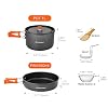 Odoland 9pcs Camping Cookware Non-Stick Lightweight Camping Pots and Pans Set with Plastic Bowls Soup Spoon for Camping, Backpacking, Outdoor Cooking and Picnic #3