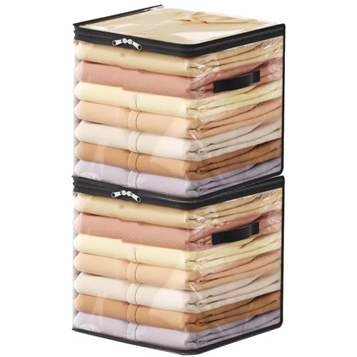 Image of JD FRESH 2 Piece 36L PVC Transparent Storage Bag with Zipper /Foldable Clothes Organiser for Wardrobe /Garments Organizer /Space Saving Storage Box for Sarees /Lehengas /Towels /Toys - (13 x 13 x 13 Inch)