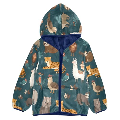Various Animal Print Toddler Fleece Jacket Girl Boys Hooded Fleece Jacket Coat Warm Outwear Zip-up 3-10T