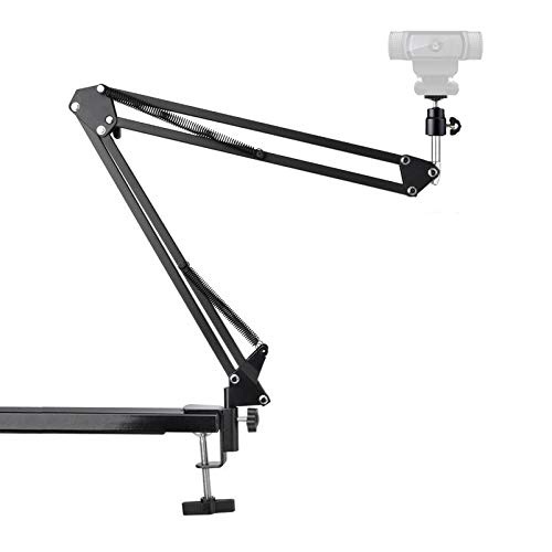 360° Webcam Clamp Mount, Desk Boom Arm Tripod Stand Holder with Ball Head Adapter Compatible with Logitech StreamCam C920s C922x C922 C930e C930 C920 C615 Biro 4K