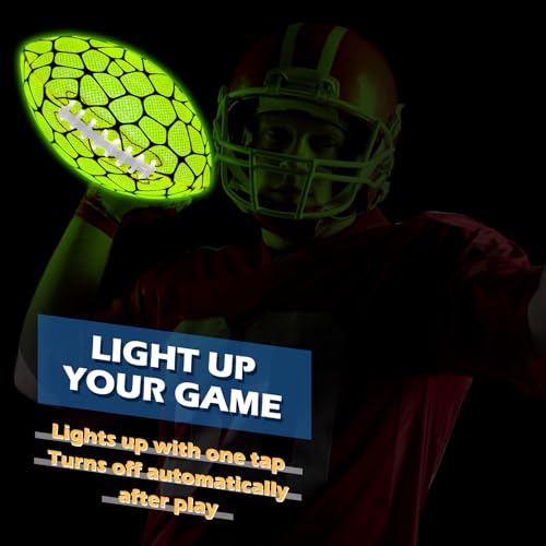 Jasonwell Glow in The Dark Football - Strong Grip Light Up Football Toy Stuff Gift Outdoor Sports Ball for Boys Kids Teen Junior Youth Adult Christmas Birthday Gifts for Ages 6-8 8-12 13+ Year Old — view 2