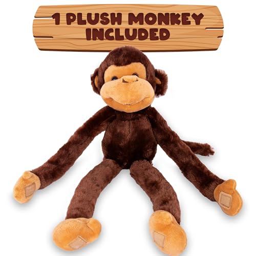 ArtCreativity Long Arm Plush Monkey, 23 Inch Hanging Monkey with Connectable Limbs, Ultra Soft and Huggable Stuffed Animal for Kids, Cute Home and Nursery Décor, Best Birthday Gift Idea