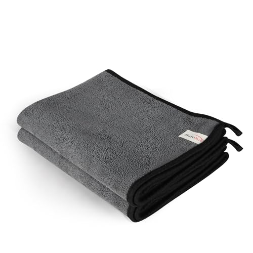 Image of Auto Hub Big Size 90 X 60cm Microfiber Cloth - Ultra Soft Suede Edges & Dual Sided - Lint & Streak Free Cleaning Cloth - Multipurpose Wash Cloth for Car Drying - 2pc, Grey