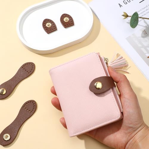 Tweruna 4 PCS PU Leather Snaps, Brown Snaps for Leather Wallet Buckle, Sew On PU Buttons Fastener Purse Closures for Bag Making DIY Craft - Thumbnail 5