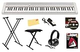 Casio CT-S1 Casiotone 76-Key Portable Keyboard - White Bundle with Adjustable Stand, Bench, Sustain Pedal, Headphones, Piano Book, Instructional DVD, and Austin Bazaar Polishing Cloth
