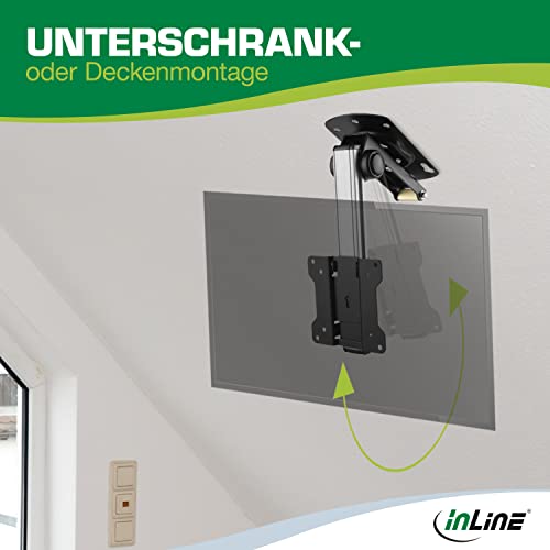InLine – Unterschrank Monitor Halterung, klappbare Deckenhalterung für TV & Fernseher bis 27 Zoll (68cm), ideal für das Wohnmobil, VESA 75x75 und 100x100, bis max. 20KG, 23163A – Bild 6