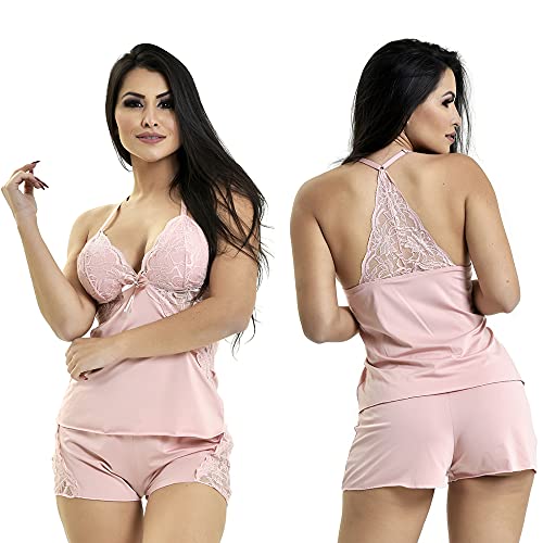 Kit com 4 Baby Dolls Renda Sortidos Confortável Renda Luxo Tamanho:GG - 44/46;Cor:Preto;Gênero:Femin