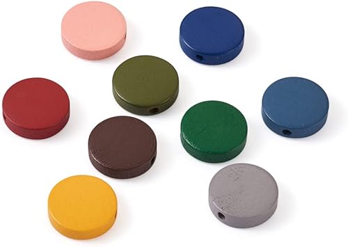 Miniatura 78 de Cheriswelry 240 cuentas de madera natural teñidas de 0.472 in, 16 a 0.669 in, cuentas de madera para decoración de manualidades, cuentas de madera