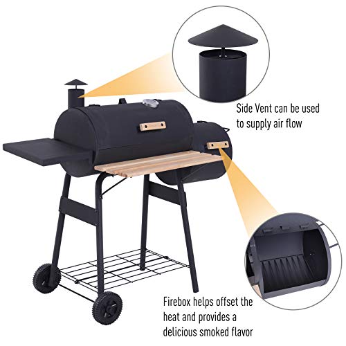Outsunny 48" Steel Portable Backyard Charcoal Bbq Grill And Offset Smoker Combo With Wheels #TOP4
