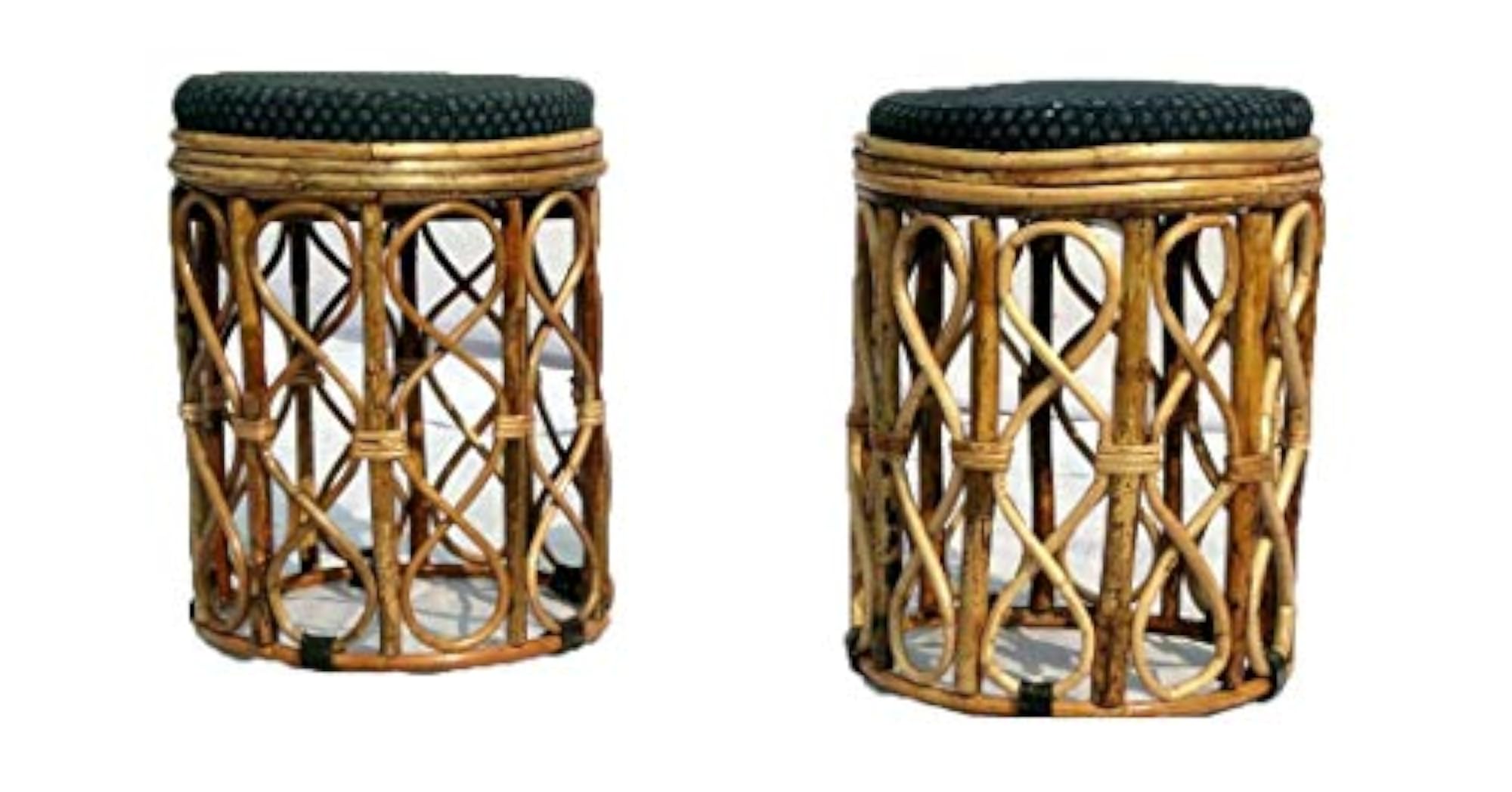 Bamboo Cane Round Stool with Cushion