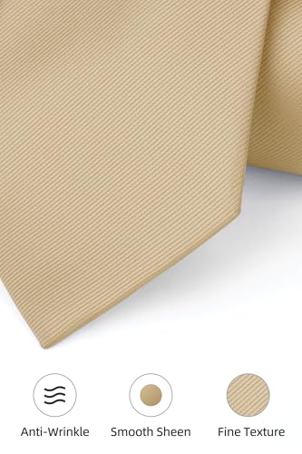 Image of HISDERN Mens Ties Solid Color Ties for Men Formal Necktie with Pocket Square Set Satin Silk Neck Tie Handkerchiefs Set