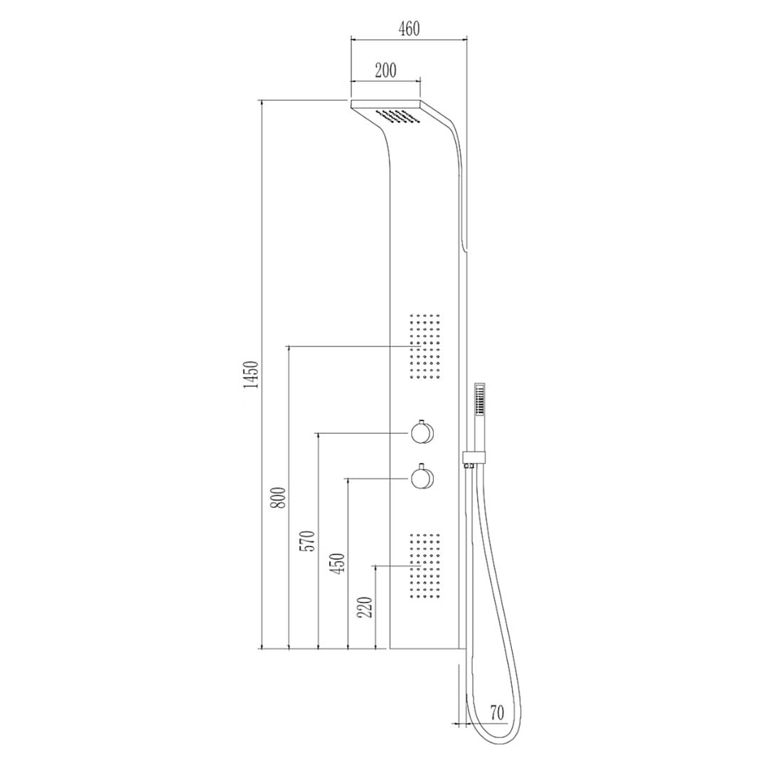Essebagno Essegun panel prysznicowy termostatyczny szary pistolet metalowy