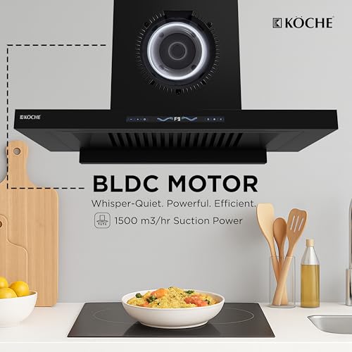 Image of KOCHE STARK 90 BLDC Chimney for Kitchen 90cm | 1500 m /hr Powerful Suction | Gesture & Touch Control | Auto Clean Filterless | 9+1 Turbo Speeds | Low Noise | 12 Years Warranty