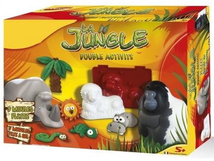 Coffret pâte à sel animaux de la jungle : 3 moules platres + 5 moules pate a sel - set coffret loisir double activité + 1 carte