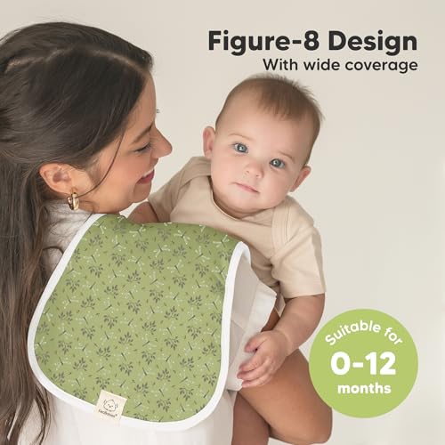 Image of Organic Burp Cloths Baby Boy & Girl - 5-Pack Super Absorbent Cotton Burping Cloths for Babies, Soft & Plush Newborn Spit Up Rags, Infant Towels for Milk Spit Up, Unisex, Large 21 inch x 10 inch (Fall Spores)