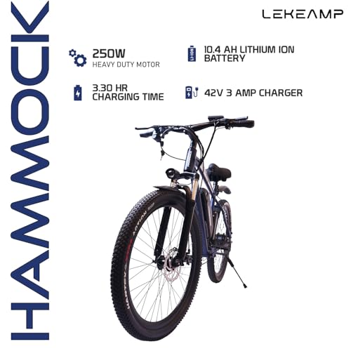 Image of Hammock Electric Bike | 26 inch Tyres x 2.10 inch Width | 25 km /h Speed | 250W Motor | Disc Brakes | 5-Level Pedal Assist | 10.4Ah NMC Detachable Battery | Spring Front Suspension | Oxford Blue