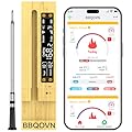 BBQOVN Smart Wireless Meat Thermometer,WiFi Unlimited Range Sub-1G (10X Stronger Than Bluetooth) 7 NIST-Certified Sensors ±0.5°F Accuracy with Smart Base for BBQ, Grill, Smoker & Oven(1, Black)