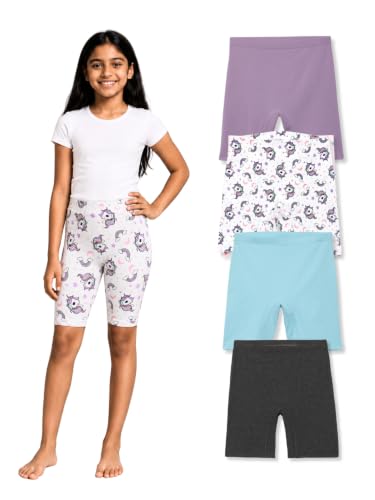 Image of mackly Girls Inner Shorts (Pack of 4) | 2-in-1 Seamless Panty Shorts with Gusset | Soft Breathable Base Layer for Dresses, Skirts