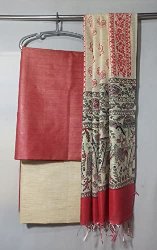 Image of ZERATEX Cotton Silk Hand Crafted Unstitched Suit Set for Women with Dupatta | Cotton Silk Salwar Suit Dress Material for Women & Girls | Top - 2.5 M, Bottom - 2.50 M & Dupatta - 2.5 M