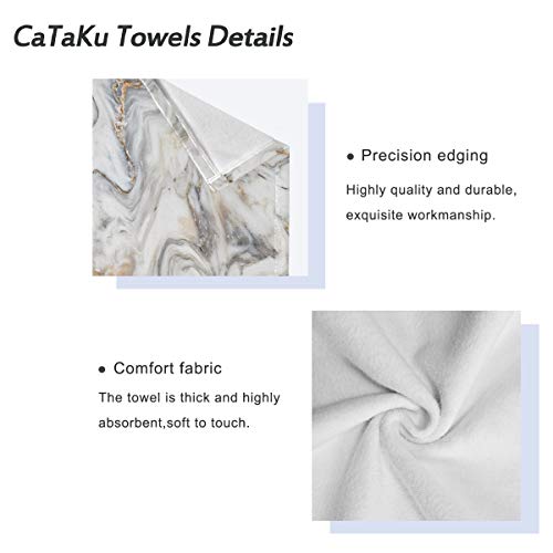 Cataku Towel Bathroom Sets, Marble Towels 3-Piece, 1 Bath Towel, 1 Washcloth, 1 Hand Towel, White And Gold Decorative Towel Set Of 3 Soft Luxury For Home Kitchen Hotel Gym Swim Spa #TOP4
