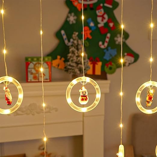 Image of V.E.S.P.A 3.5m 90 LED Santa Ring String Lights - 10 Modes for Festive Home Decoration, Perfect for Indoor and Outdoor Celebrations (Warm White)