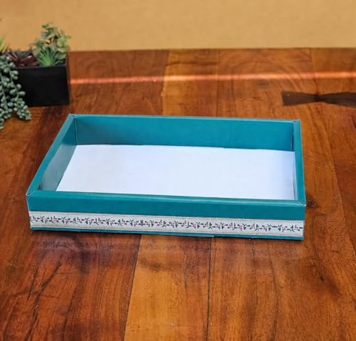 Image of SATYAM KRAFT 12 Pcs Multipurpose Folding Cardboard Gift Box | Premium Paper Hamper Empty DIY Tray for Wedding, Birthday, Gifting, Gift Packaging, Festive Foldable Hampers, Stylish Return Gifts (Blue)