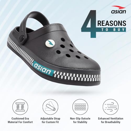 Image of ASIAN Men's AGC-02 Trendy Stylish Fashionable Clogs | Sandals with Lightweight Regular wear Casual Clogs with Ultra Soft & Flexibility Technology Clogs for Men's & Boy's
