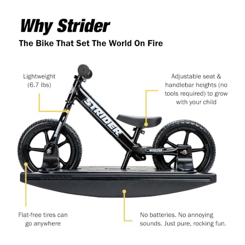 Image of Strider Sport 2-in-1 Rocking Bike, Ages 6 Months-4 Years, Black