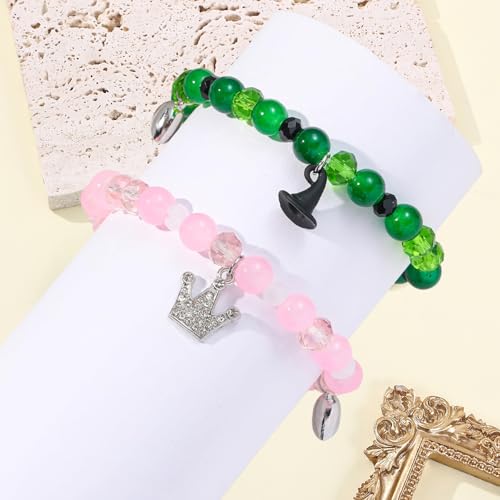 Cooluckday Matching Bracelets for Couples Best Friend Movie Inspiration Matching Crown Witch Hat Heart Charm Bracelets for Women Friendship Bracelets Gifts for Sister Long Distance Gift2