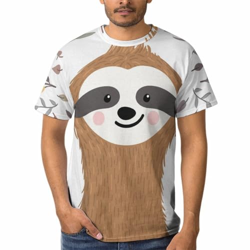 T-shirt paresseux homme à col rond et manches courtes en coton confortable