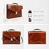 Time Resistance Leather Briefcase - Full Grain Leather Bag for Men - Business Attache - Shoulder Bag for a Laptop (Cognac Brown) #3