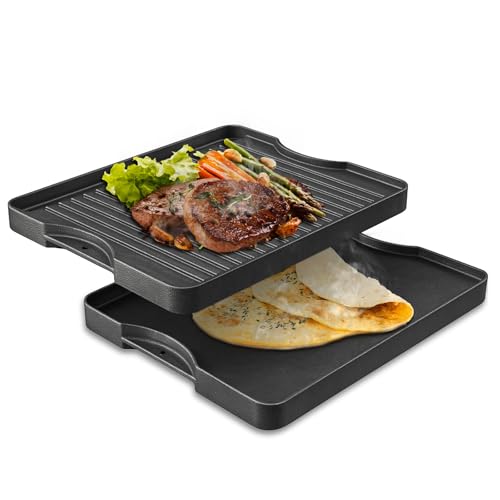 CAMPLUX 2 IN 1 Reversible Cast Iron Griddle, Pre-Seasoned 15