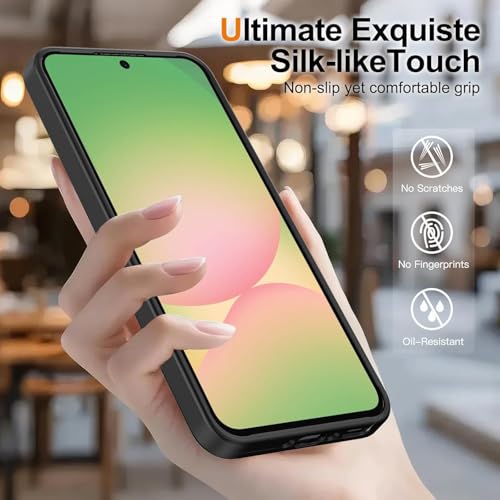 Image of VONZEE Compatible with Samsung Galaxy A37 5G Case Luxury Retro Flowers Floral Clear for Magnetic Wireless Charging Case Shockproof PC+TPU Cute Glossy Shiny Cover for Girls Women, Black