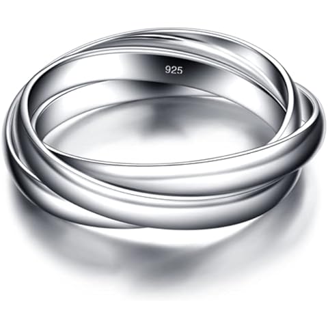 Classic 925 Silver Rings For Women's Simple 3-5-9 Loop Fashion Stacking Rings - Ste...