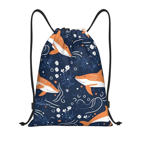 Drawstring Backpack Dolphin balls Drawstring Bag Sports String Bag Gym Sackpack for Women Men