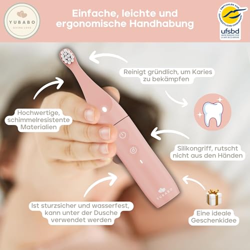Elektrische zahnbürste kinder - kinderzahnbürste elektrisch - sonicare kids - Musikalisch - 100 Tage Autonomie - Wiederaufladbar - Von Zahnärzten empfohlen (Rosa, 1-3 Jahre) – Bild 3