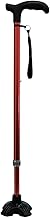 KD Think T Shape Aluminium Stick, Lightweight Walking Stick, Adjustable Height, Wide Base for Balance, Anti-Slip Base, Red