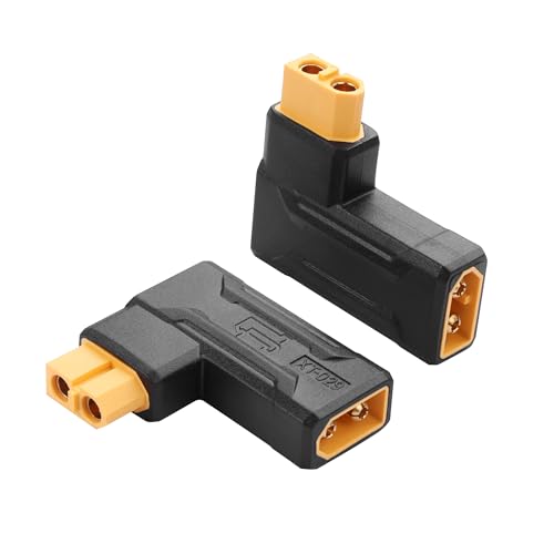 YACSEJAO 2 Pack Right Angle XT60 Male to XT60 Female Wireless Plug Connector Conversion Adapter for RC FPV Toy Car Drone LiPo Battery Etc XT60 Male to Female Connector