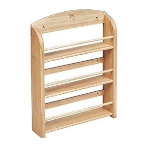 Tala 18-Jar Spice Rack made with Hevea Wood, Organised Herb and Spice Storage, 3 Tier Wooden design with front guard rails for easy and safe storage, Predrilled Fixing Holes, can be freestanding