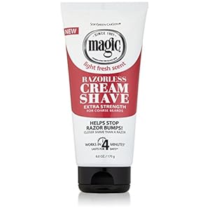 SoftSheen-Carson Magic Razorless Shaving Cream for Men, Hair Removal Cream, Extra Strength for Coarse Beards, No Razor Needed Depilatory Cream Works in 4 Minutes for Coarse Hair, 6 oz