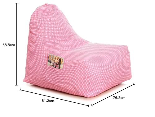 Image of Style Homez Hackey Cotton Canvas Polka Dots Printed Bean Bag XXL Size Filled with Beans Fillers